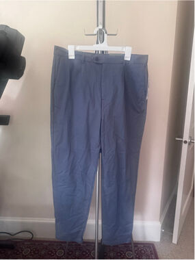Men's Blue Pleated Dress Pants Waist 34